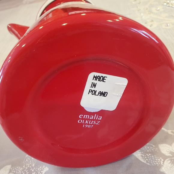 Vintage Emalia Olkusz 1907 Red Enamel Coffee/Tea Pot 1907 - Picture 7 of 11